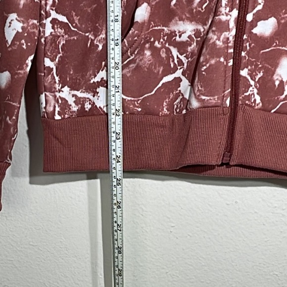 LIT 26 Zip Up Dusty Rose and White Marble Print Hoodie Size Large - Picture 4 of 10